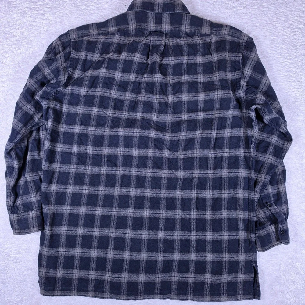 Polo Ralph Lauren Benford Mens M Navy Blue Beige Plaid L/S Flannel Button Down